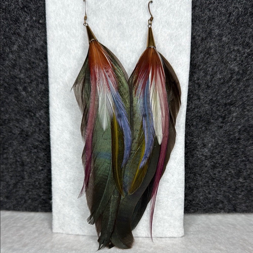 Colorful Bohemian Vintage Feather Earrings